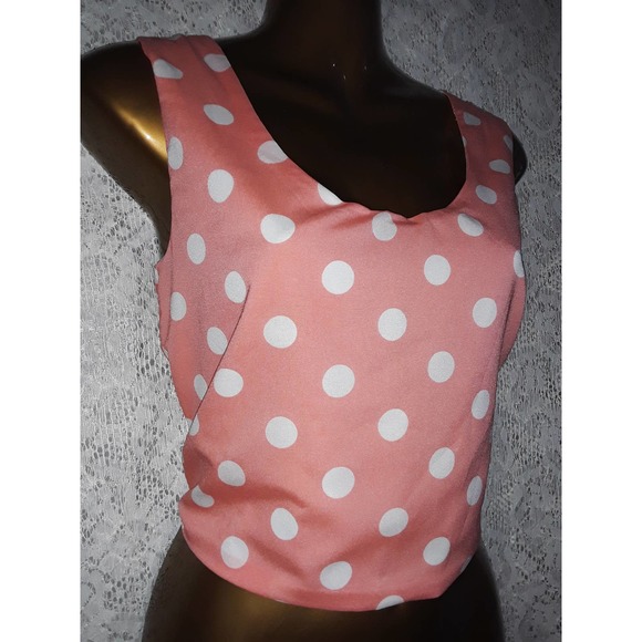 LNWT Sz S La Reyna Creamsicle Orange Polka Dot Open Back Top - Picture 3 of 5